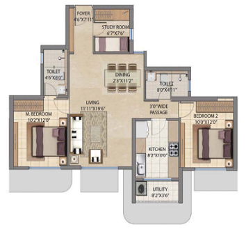 Jogeshwari Bel Air 2 BHK Plan