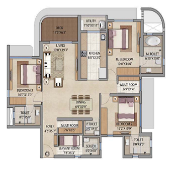 Lodha Jogeshwari 3BHK Plan